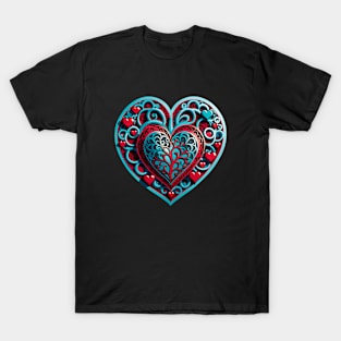 Enchanting Detail: Valentine's Intricate Heart T-Shirt